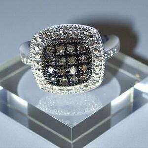 CHAMPAGNE DIAMOND RING 925 STERLING SILVER SIZE 11